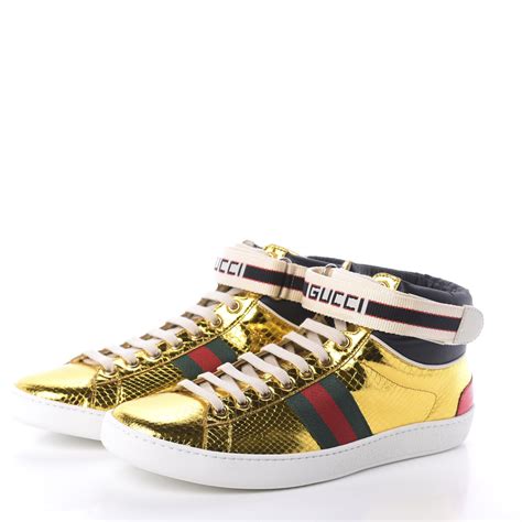 gucci snake high top sneakers|Gucci ace metallic snakeskin sneakers.